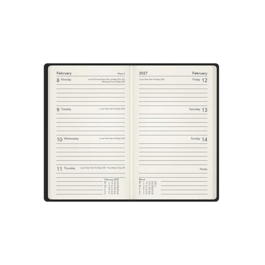 2026-2027 Mid Year Planner - 13 Month Pocket Week-to-View Diary - Hard Cover - Collins Debden Legacy Range