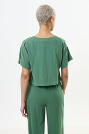 Cloe Linen Mix Waistcoat Top - Green