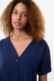 Cloe Linen Mix Waistcoat Top - Navy