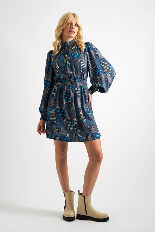 Collyn Geo City Print Long Sleeve Mini Dress