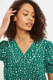 Louche Cora Spot It Print Statement Collar Short Sleeve Mini Dress