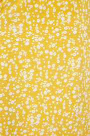 Corina Flower Dot Print Midi Tea Dress - Mustard