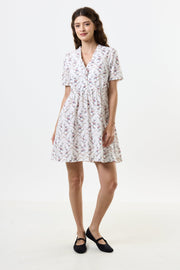 Cosima Regency Print Frill V-Neck Mini Dress