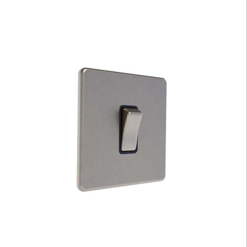 Caradok 1G Intermediate 10A Switch Brushed Chrome - Black Inserts