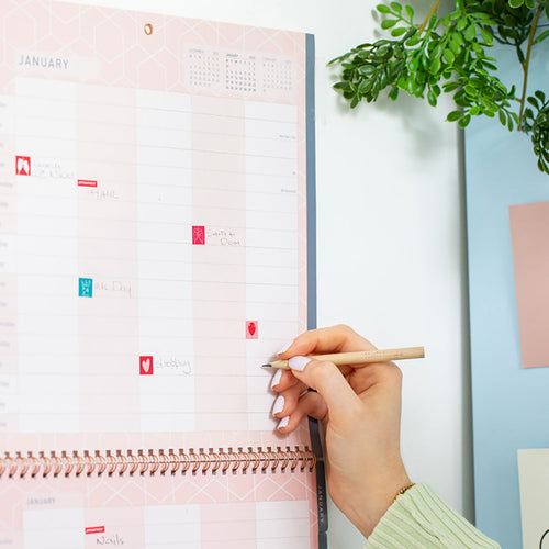 Matilda Myres | 2027 Monthly Five Column Family Calendar | Month-to-View in Pink