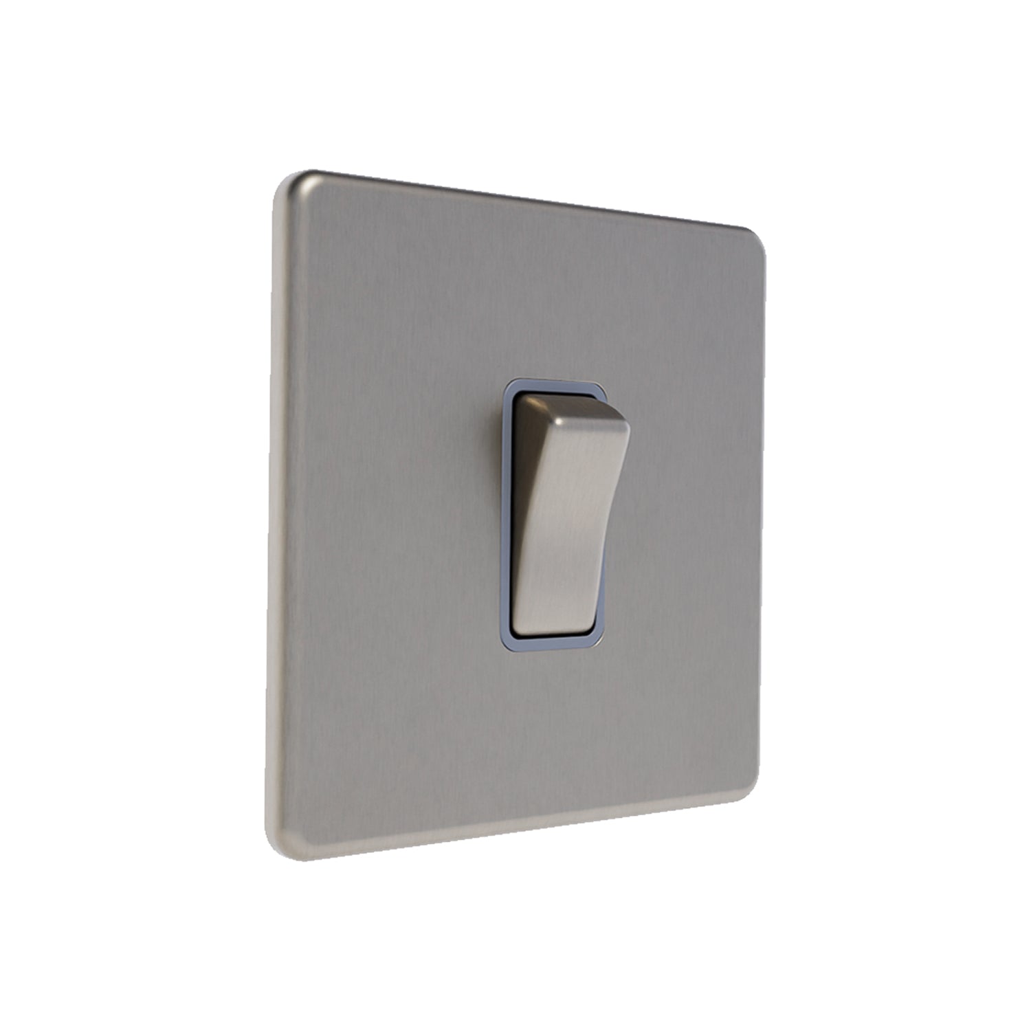 Caradok 1G Intermediate 10A Switch Brushed Chrome Grey Insert
