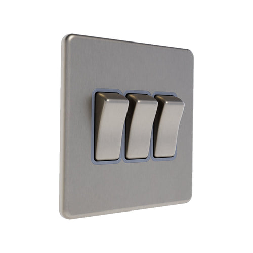 Caradok 3G 2Way 10A Switch Brushed Chrome Grey Insert