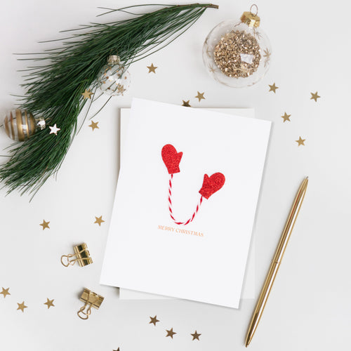Collins Christmas Cards - Winter Mits Design - 10 Pack Festive Greeting Cards