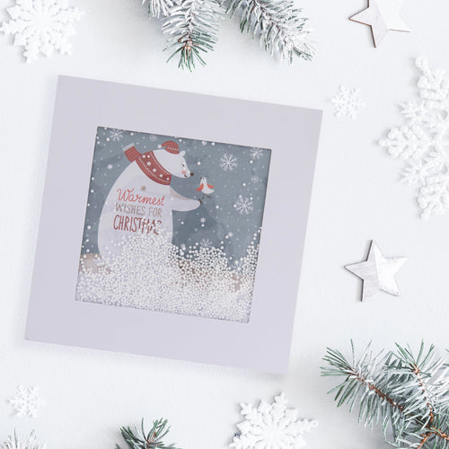 Collins Christmas Cards - 3D Snow Effect with Festive Polar Bear and Bird - 10 Pack Festive Greeting Cards