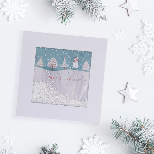 Collins Christmas Cards - Winter Scene with 3D Snow Effect Cover Design - 10 Pack Festive Greeting Cards