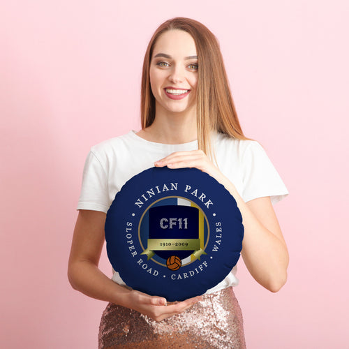 Cardiff Ninian Park - Football Legends - Circle Cushion 14"