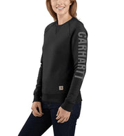 Carhartt 104410 Women's Relaxed Fit Midweight Crew Neck Logo Sweatshirt Fleece
