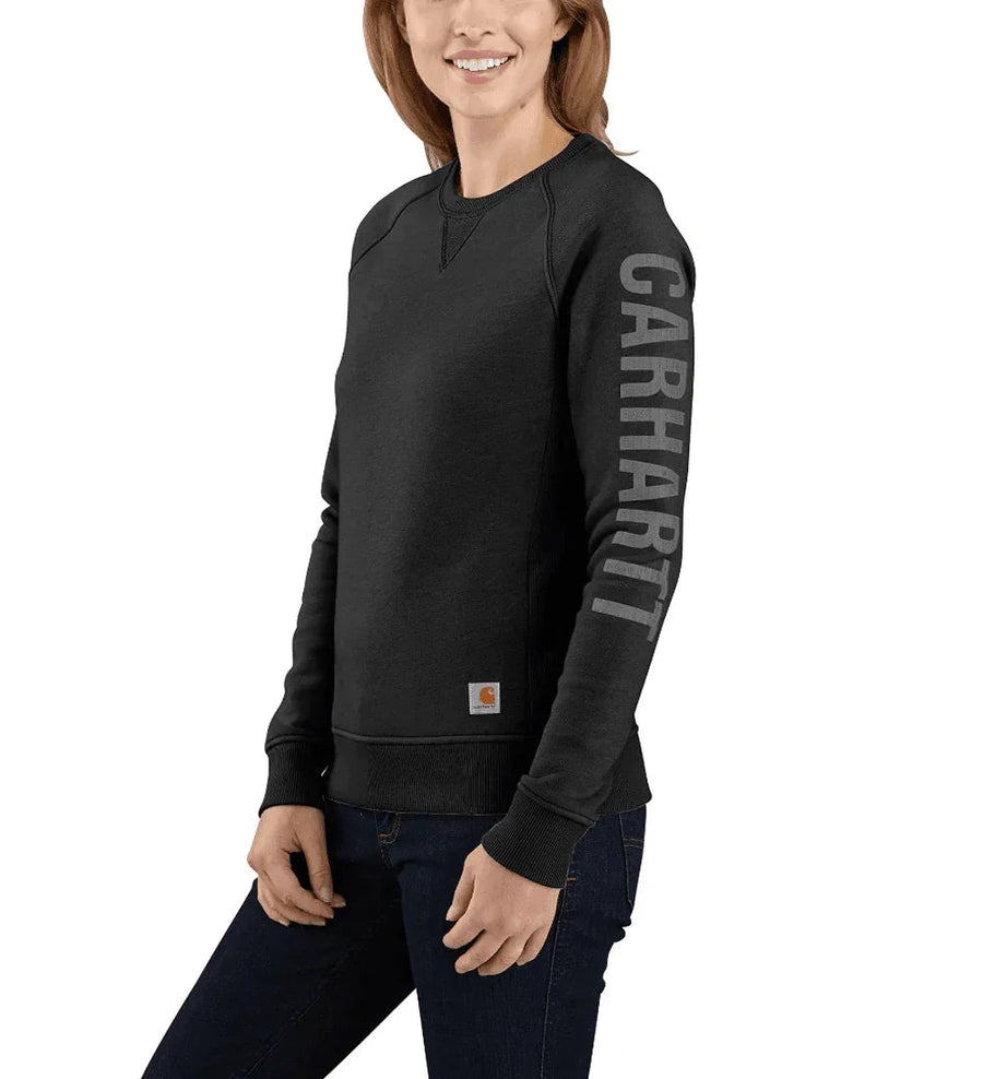 Carhartt 104410 Women's Relaxed Fit Midweight Crew Neck Logo Sweatshirt Fleece