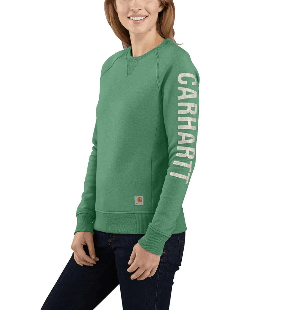 Carhartt 104410 Women's Relaxed Fit Midweight Crew Neck Logo Sweatshirt Fleece