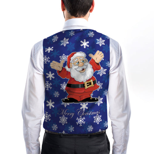Cartoon Santa Blue - Novelty Costume Fancy Dress Waistcoat ( 4 sizes available )