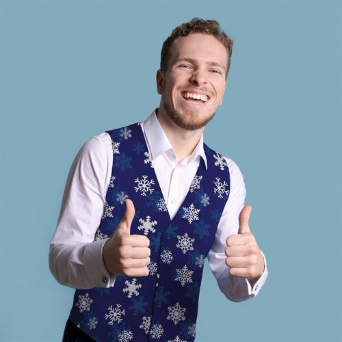 Cartoon Santa Blue - Novelty Costume Fancy Dress Waistcoat ( 4 sizes available )