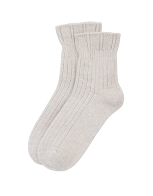 Soft Beige Ribbed Cashmere Socks