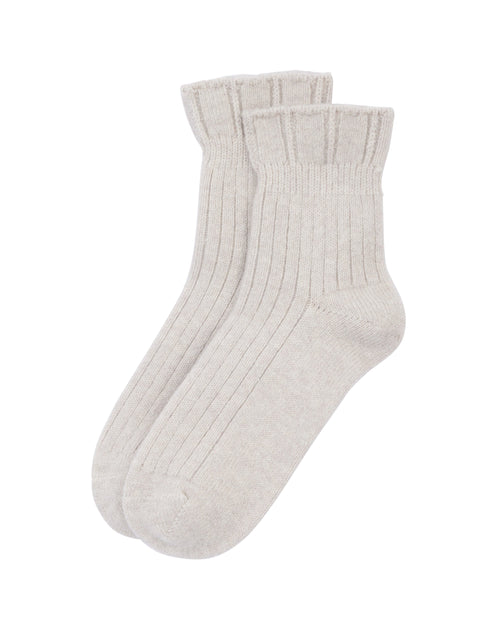 Soft Beige Ribbed Cashmere Socks