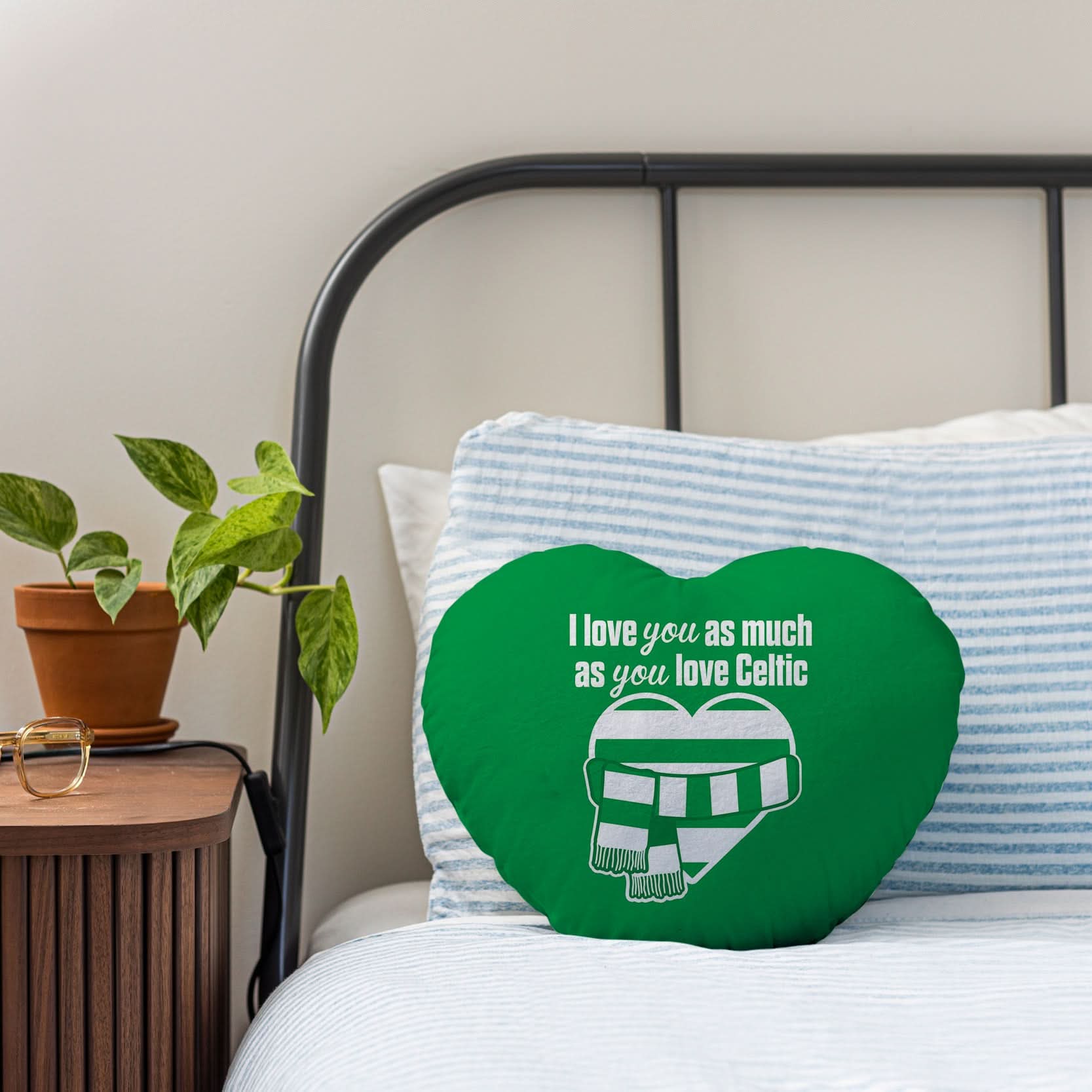 Love You as much as You Love Celtic - Heart Shaped Cushion