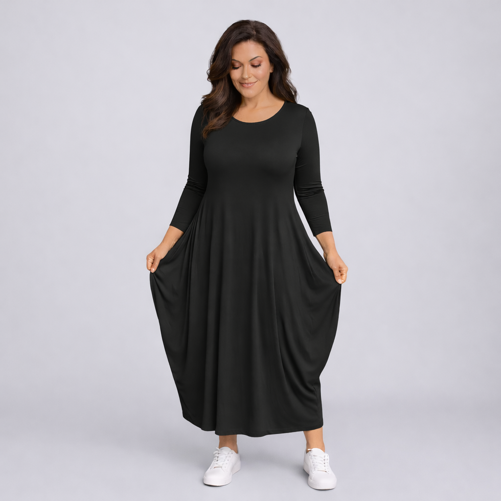 Long Sleeve Calf Length Dress