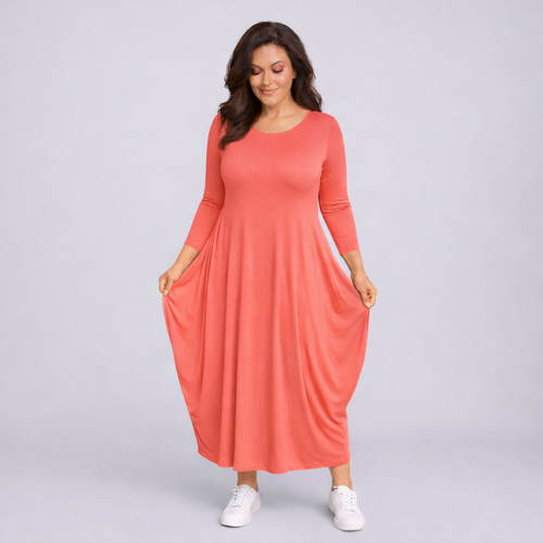 Long Sleeve Calf Length Dress