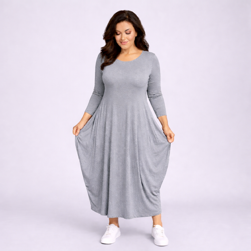 Long Sleeve Calf Length Dress