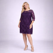 Fine Lace 3/4 Sleeve Swing Dress with Sweetheart Neckline