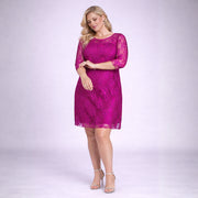 Fine Lace 3/4 Sleeve Swing Dress with Sweetheart Neckline