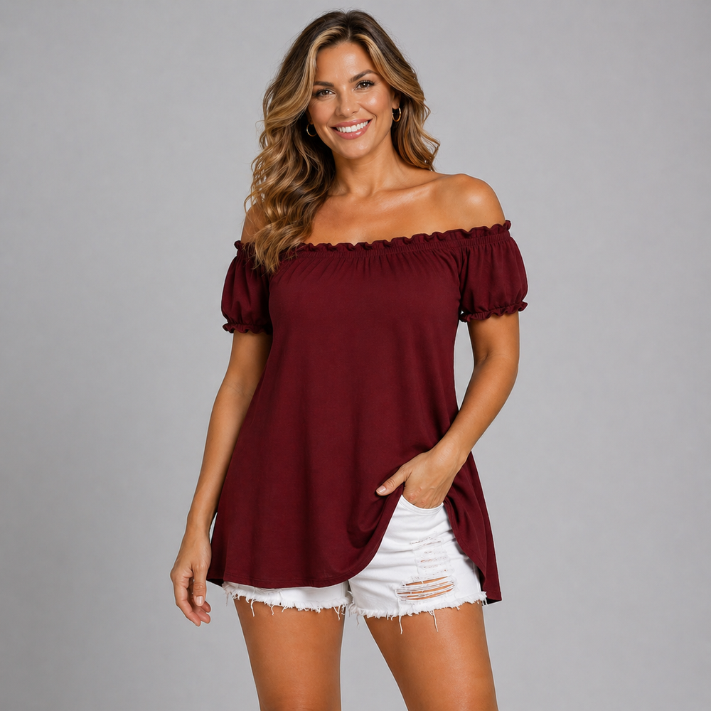 Longline Off-Shoulder Bardot Top / T-Shirt