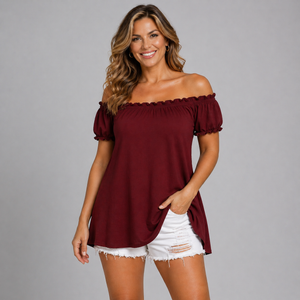 Longline Off-Shoulder Bardot Top / T-Shirt