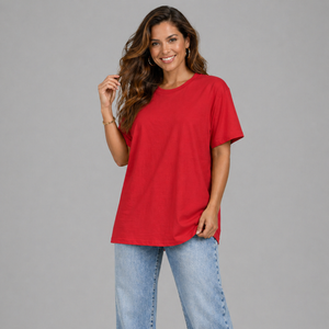 Plain Short Sleeve Long Length Cotton T-Shirt