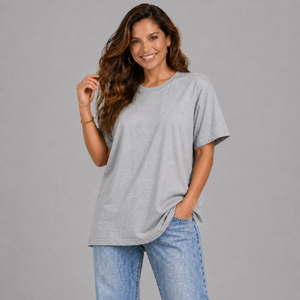 Plain Short Sleeve Long Length Cotton T-Shirt