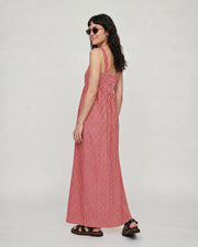 Eyre Burgandy Gingham Midaxi Dress