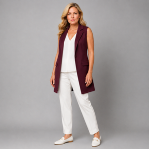 Sleeveless Open Front Long Length Blazer