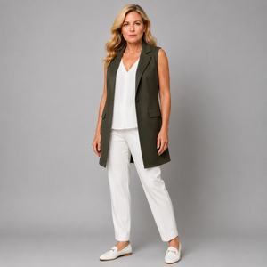 Sleeveless Open Front Long Length Blazer