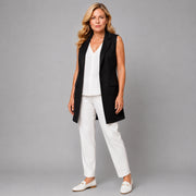Sleeveless Open Front Long Length Blazer