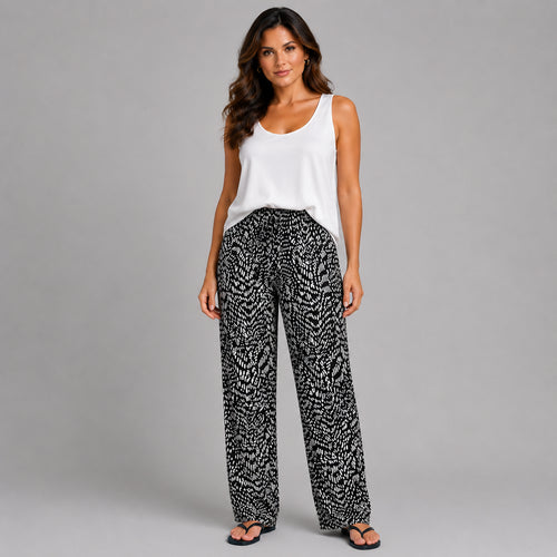 Black Stone Speckled Elastic Waist Trousers