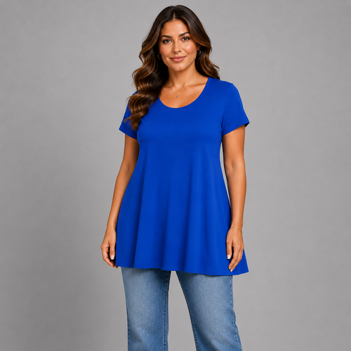 Short Sleeve Godet Panel Swing Top
