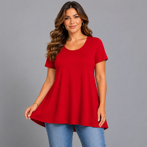 Short Sleeve Godet Panel Swing Top