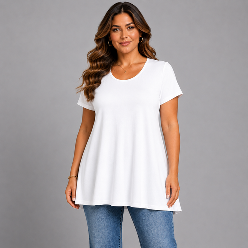 Short Sleeve Godet Panel Swing Top