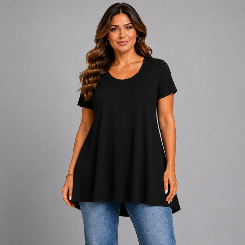 Short Sleeve Godet Panel Swing Top