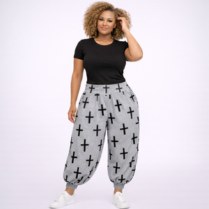 Cross Print Loose Fit Harem Pants