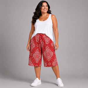 Moroccan Tile Print Elastic Waist Culottes