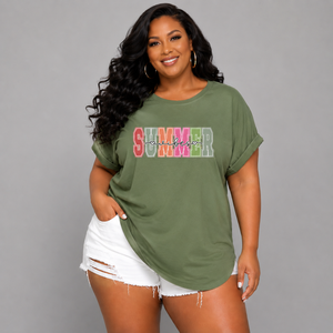 Summer Vibes Dipped-Hem T-Shirt