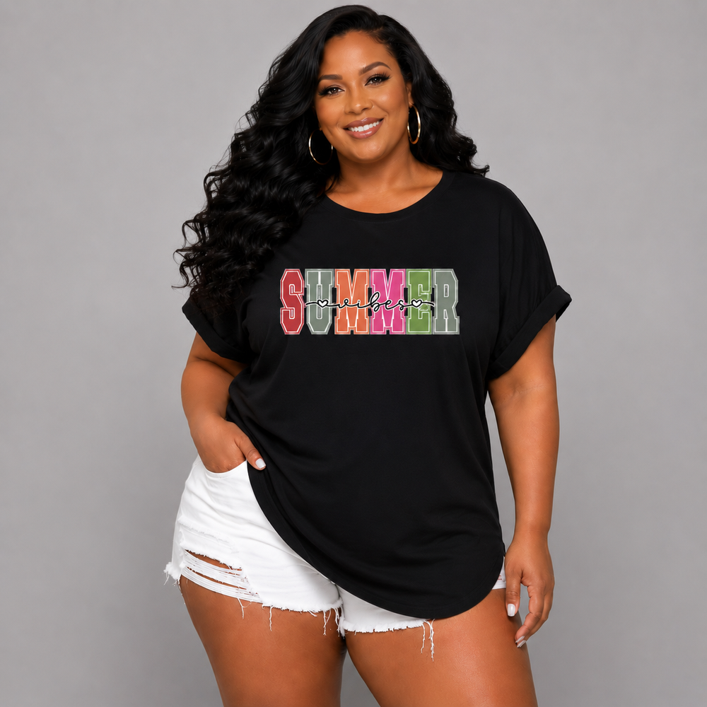 Summer Vibes Dipped-Hem T-Shirt