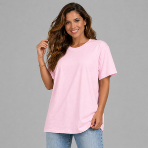 Plain Short Sleeve Long Length Cotton T-Shirt