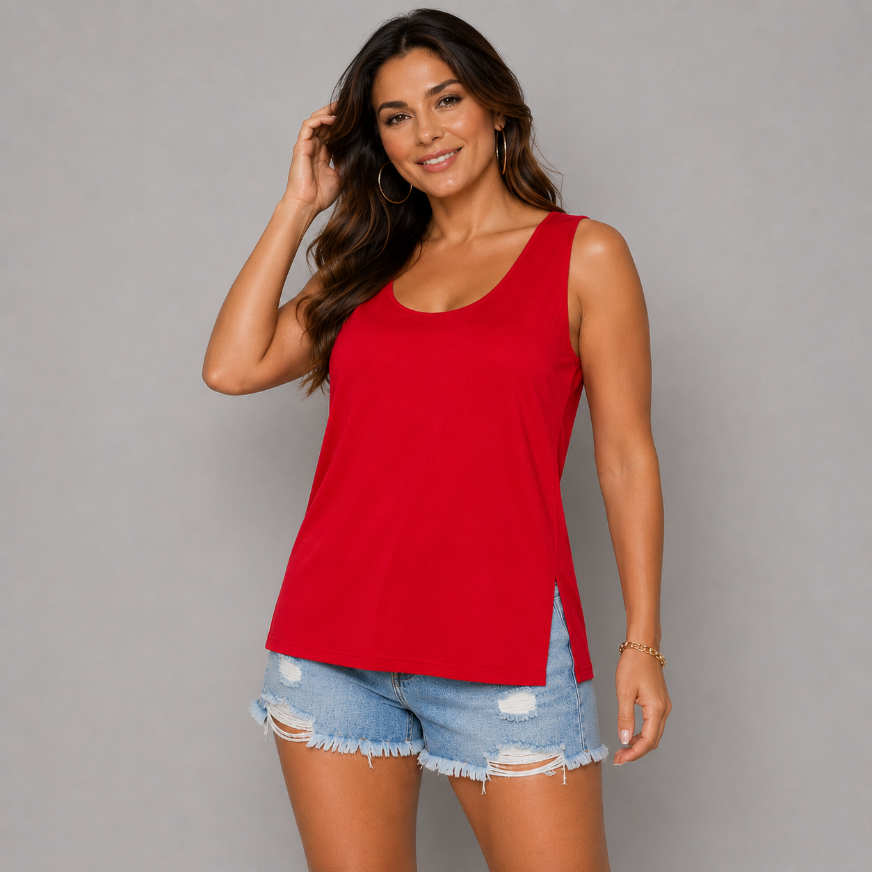 Viscose Sleeveless Cut Side Vest / T-shirt