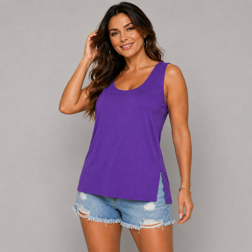 Viscose Sleeveless Cut Side Vest / T-shirt