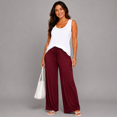 Plain Stretchy High Waist Palazzo Trousers