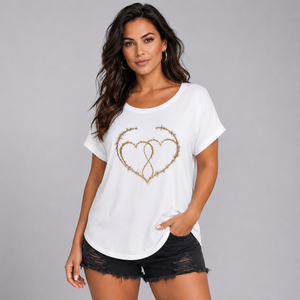 Thorn Hearts Dipped Hem T-Shirt